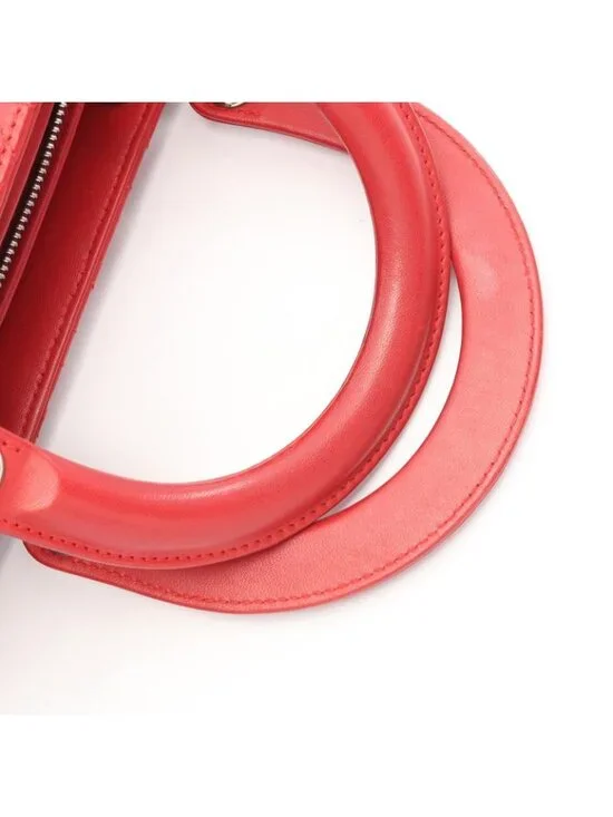 Dior Handbag Lady Large Cannage Red Leather 2-Way - Picture 6 of 9